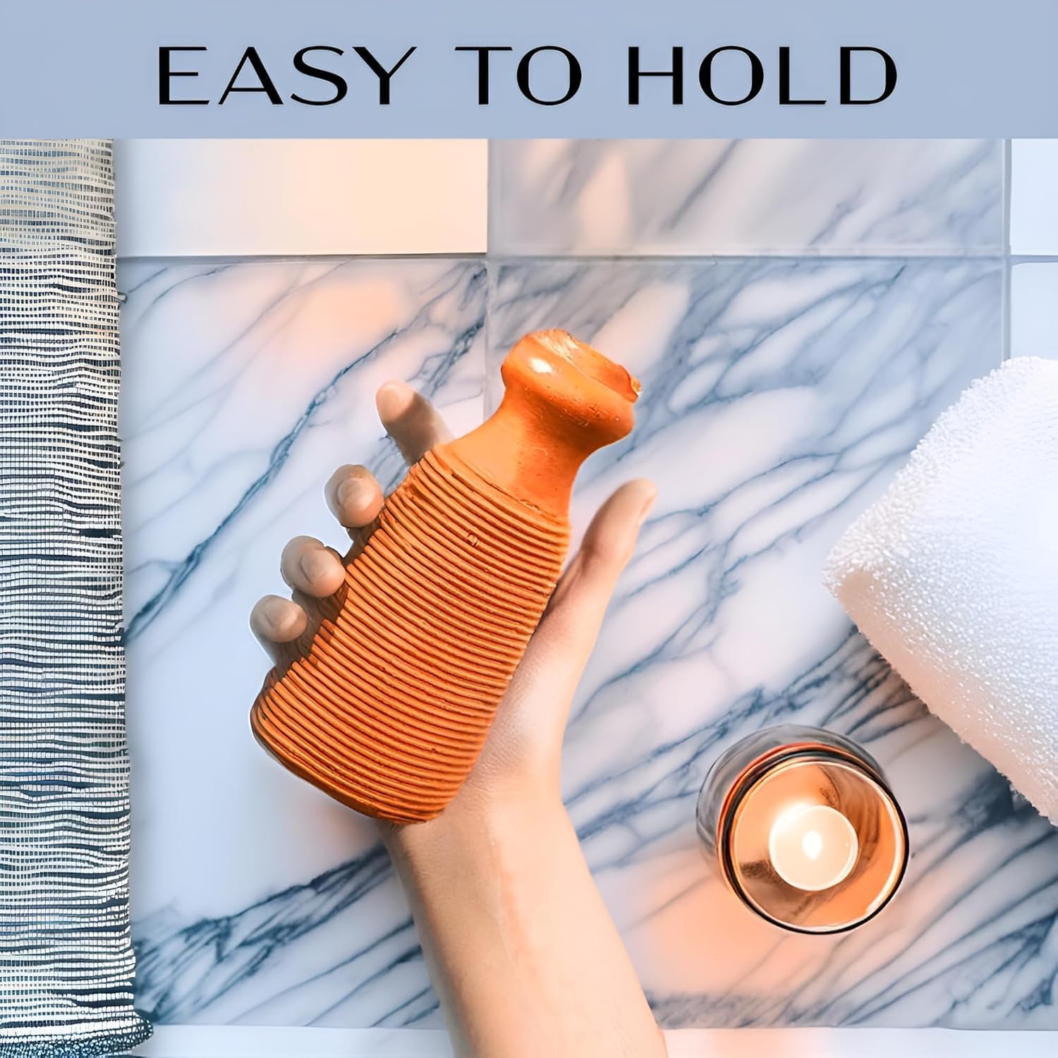QUBA LINEN Pumice Stone for Feet - 2-Sided Terra Cotta Foot Scrubber, Professional Exfoliating Clay Stone for Feet Hands Body Care - Pumice Stone for Feet Callus Remover, Brown (Pack of 2)