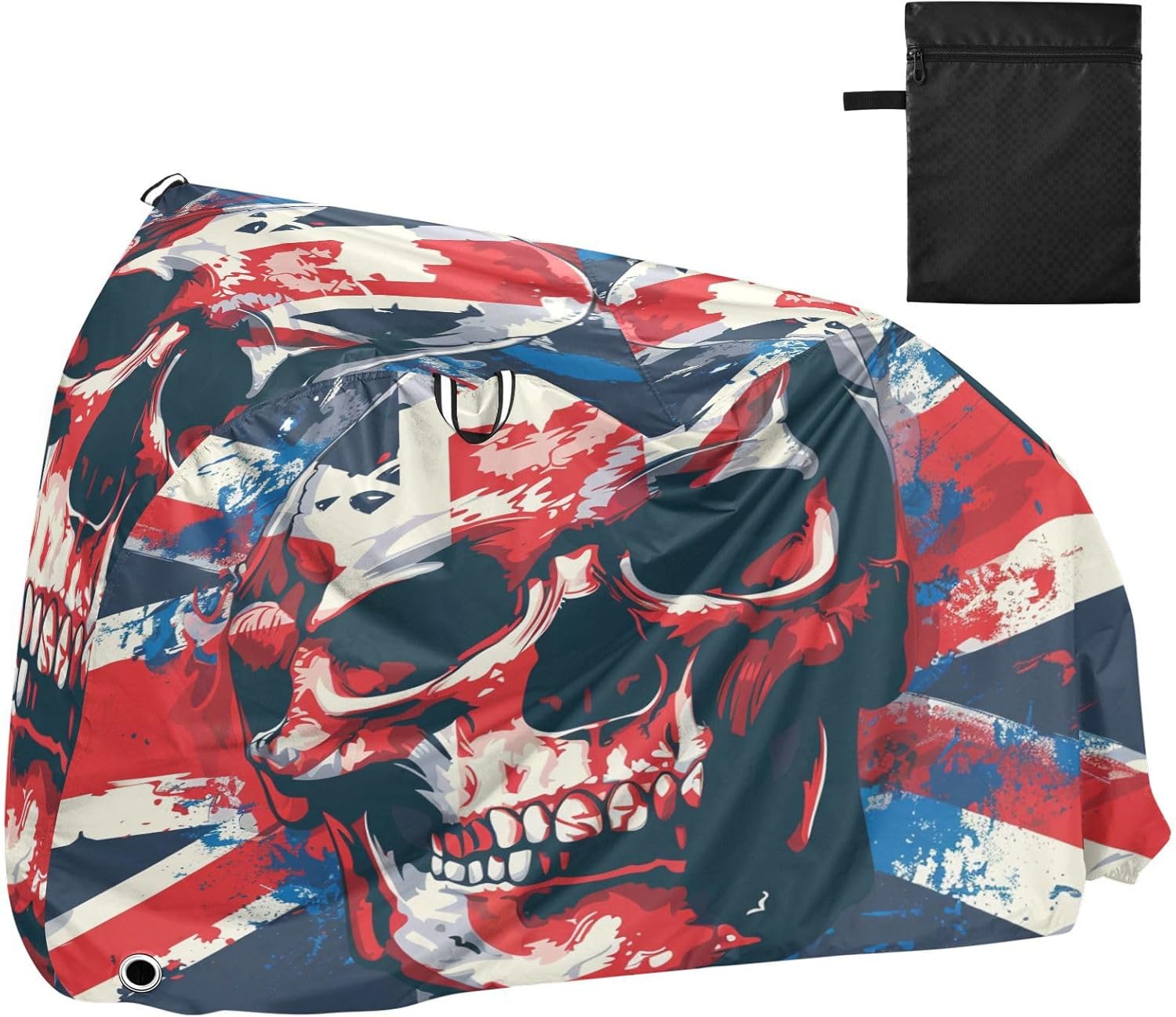 ALAZA British Flag Skull Bike Cover Waterproof Outdoor Ebike Bicycle Covers Tarp Protection for 1/2 Bikes, Sun UV Dust Wind Proof