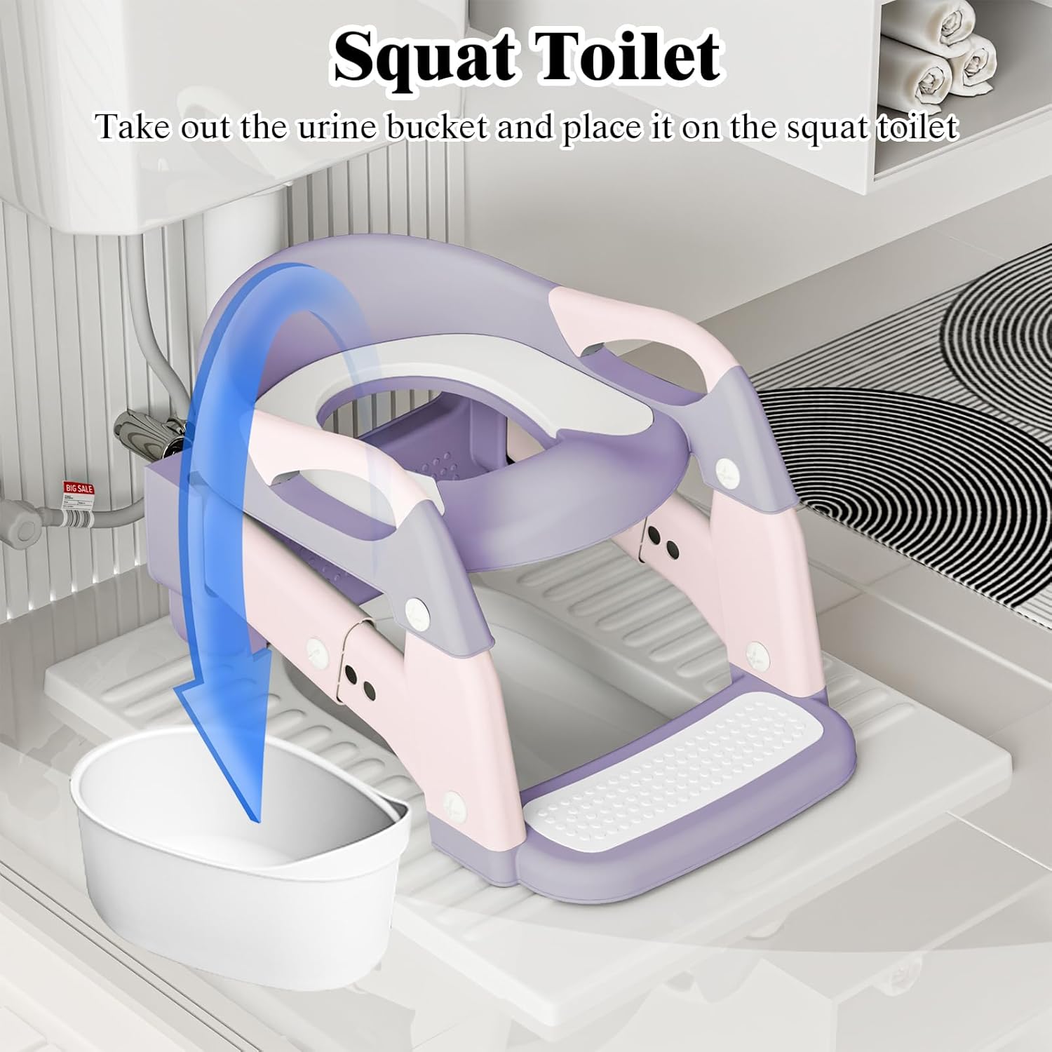 XIGGA Potty Toilet Training Seat with 2-level Adjustable Steps, Equipped with Waterproof Cushion and Non Slip Step Stool, Dedicated Toilet Seat for Boys Girls - Purple