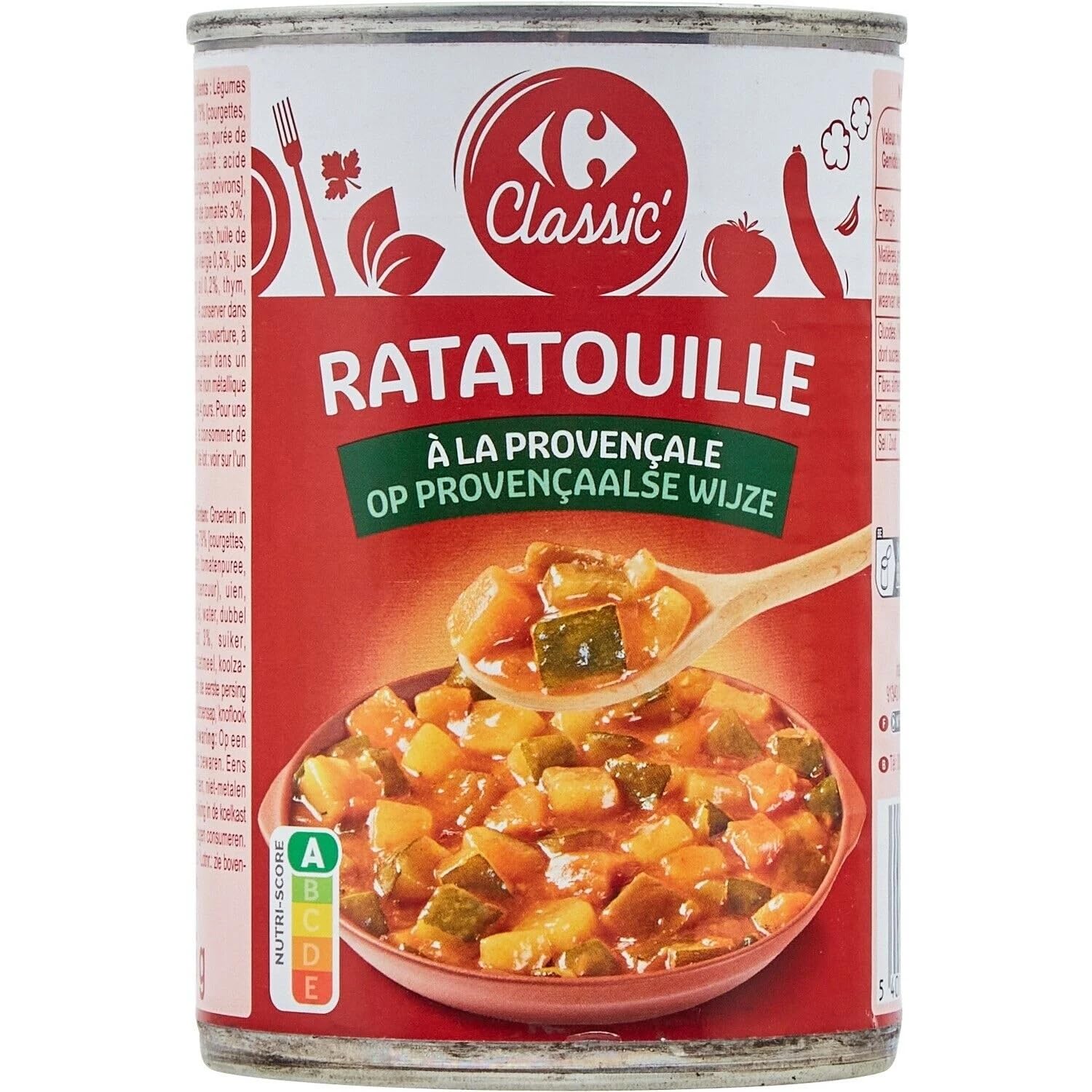 CARREFOUR CLASSIC' - Ratatouille à la Provençale aux Légumes Cuisinés - la boite de 375g - Le Lot De 4