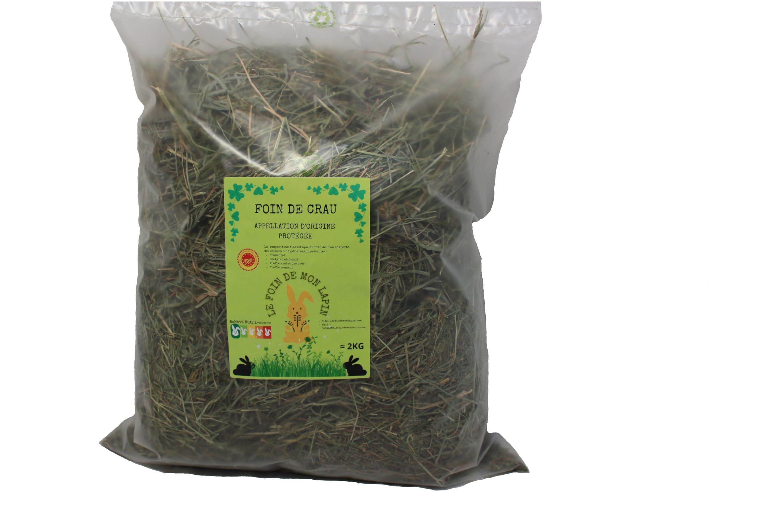 Foin De Crau AOP/AOC 2kg pour Lapin, et Rongeur - lefoindemonlapin (Lot de 1 de 2kg)