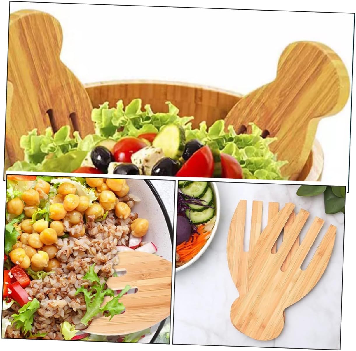Luxshiny 2Pcs Handmade Wooden Salad Claws Unique Design Bamboo Salad Servers for Tossing and Serving Salads Pasta and Fruit Compact Kitchen Utensils for Mixing and Cooking Efficiency