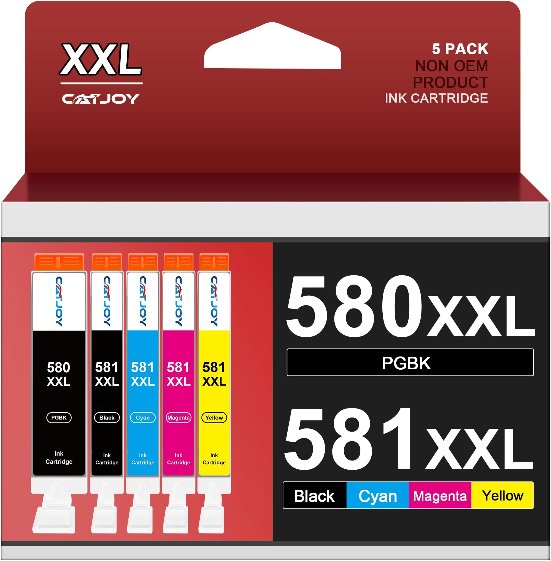 580 581XXL Ink Cartridge Replacement for Canon 580 & 581 ink cartridges for TS705 Ink Cartridges for Pixma TS6350 TS6250 TS8250 TS6351 TS6251 TS705 TS8550 TS6250 TS8500 TS8252 TS9150 (5-Pack)