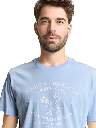 Tom Tailor Men's Basic T-Shirt with Logo Print