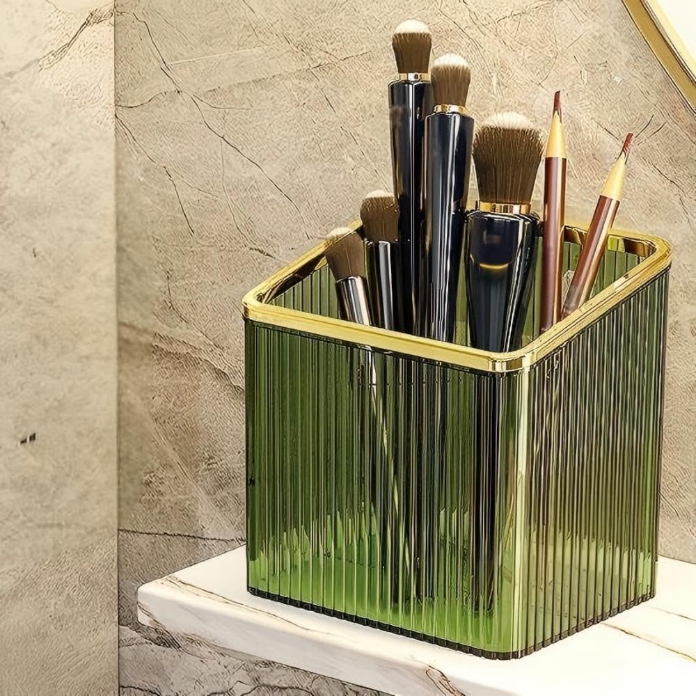 Adhesive Wall Shelves No Drill Hanging Organizer - Plastic Floating Storage Bins for Kitchen,Bathroom,Office - Makeup and Home Goods Mountable Shelf (Transparent and Gold)