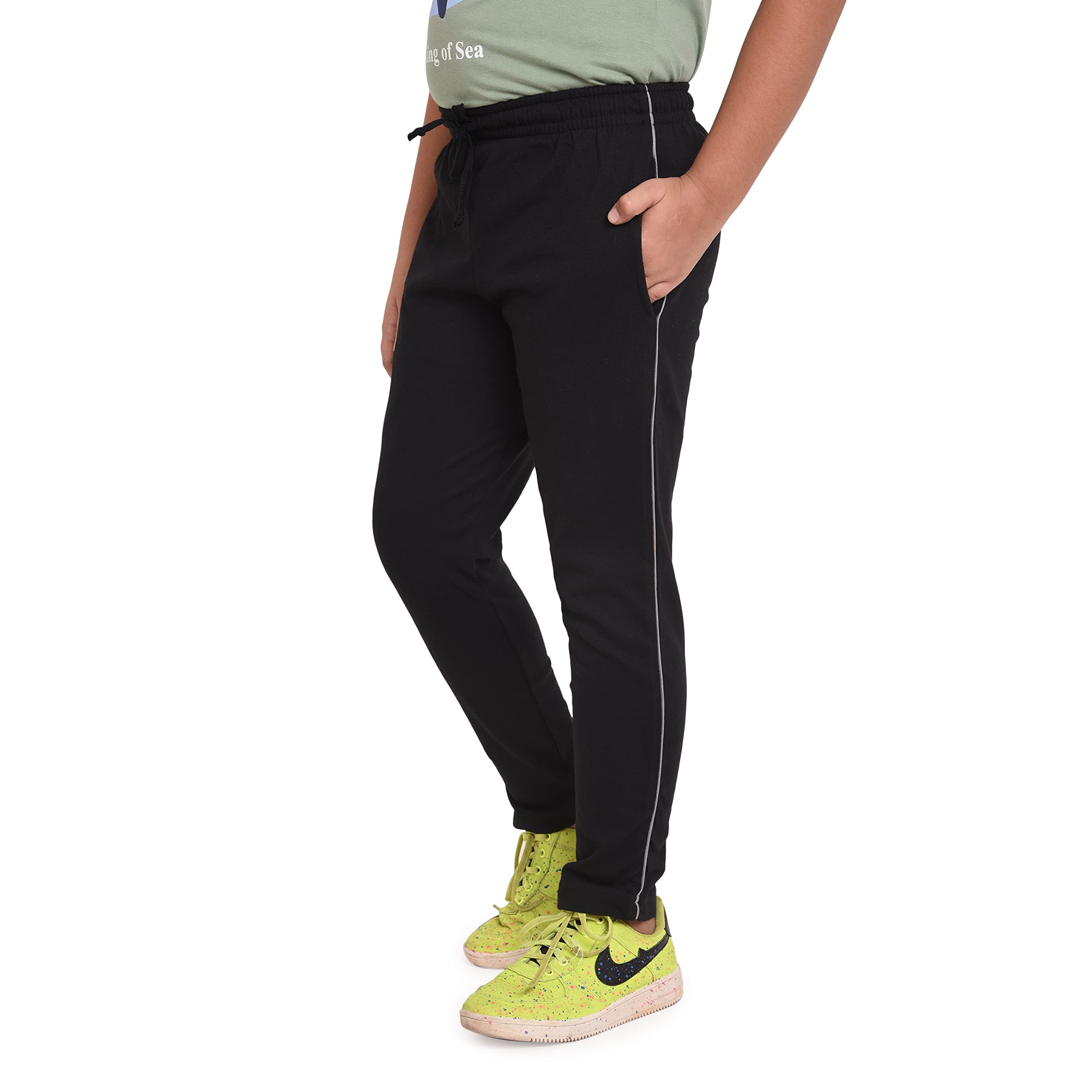 Neo Garments Boy's Cotton Solid Regular Fit Trackpants/Jogger/Trouser with Side Pockets (Black, 18 Months) 3