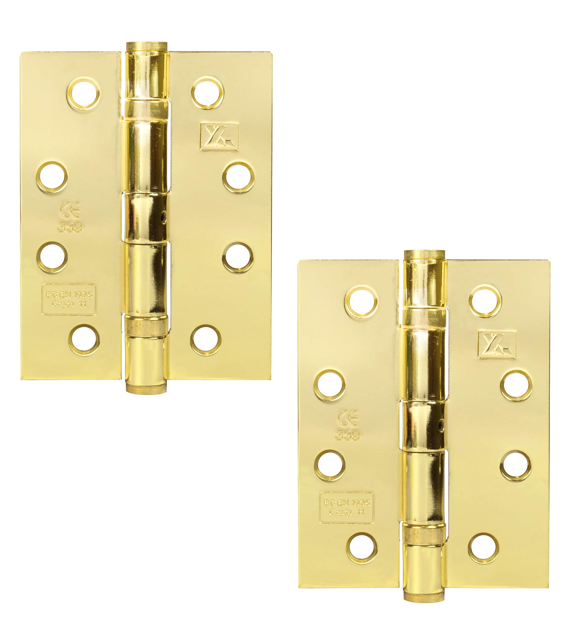Excel Blades Polished Brass Excel Xl869 Pair Of 4" Grade 11 Door Hinges,