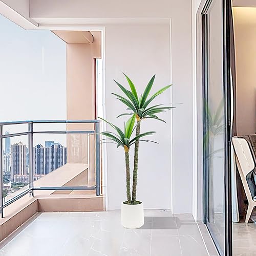 Miniatura 3 de Romantic Season Palmera sintética roja de 4 pies, árbol en maceta falsa, palmera de plástico para decoración moderna del hogar, oficina, sala de