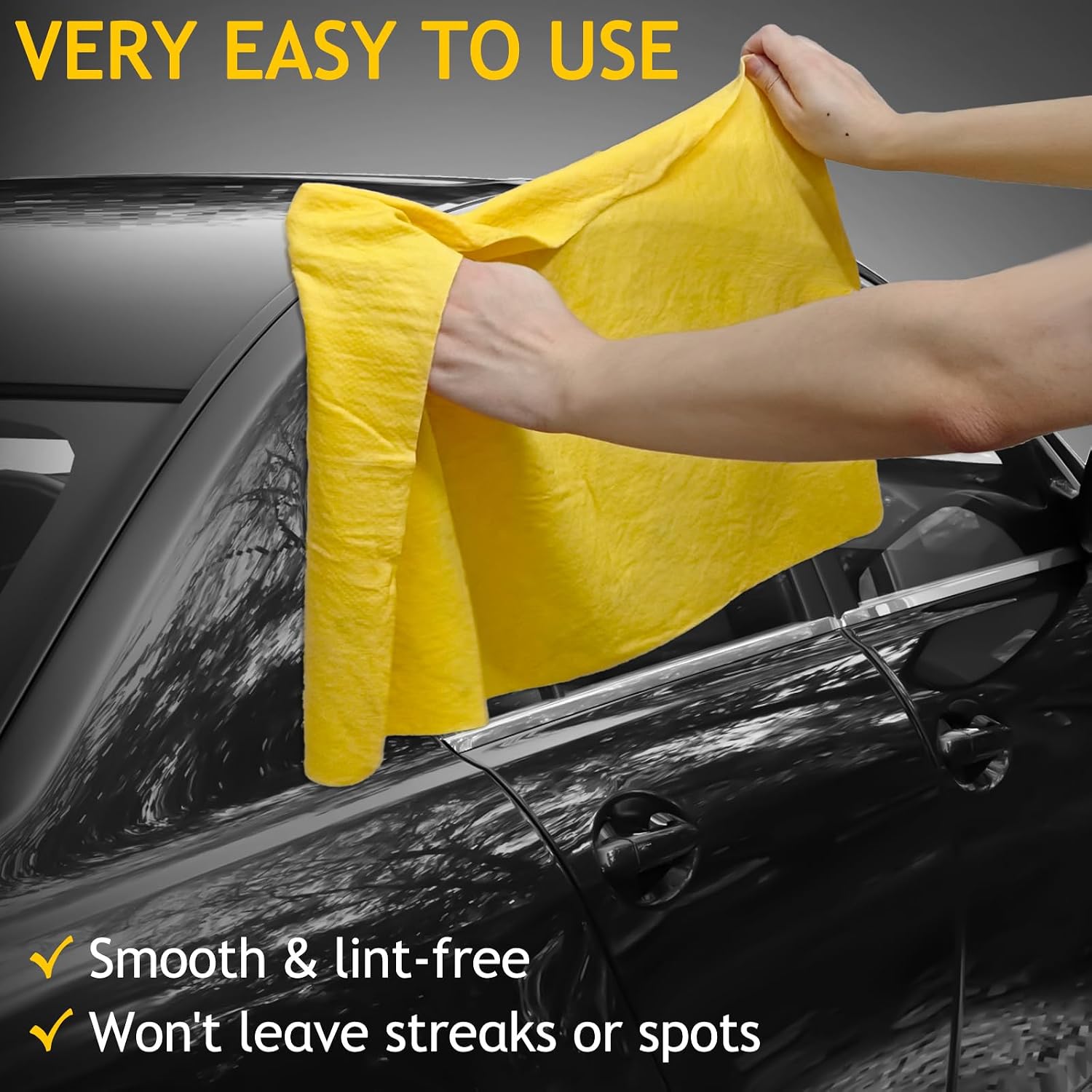 6 Pack Shammy Cloth for Car Drying 26”x17”, Absorbent Chamois Towel for Car, Reusable Shammy Towel Chamois Cloth for Car, Dust Remove, No Scratch/Spot Streak, Blue and Yellow