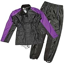 RS2 女式 2 件式机车雨衣（黑/紫、X 大）