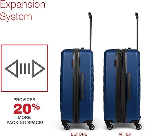 Miniatura 4 de SWISS MOBILITY AHB Collection - Maleta de mano giratoria de carcasa dura para aviones, maleta expandible con ruedas giratorias de 360 grados, mango