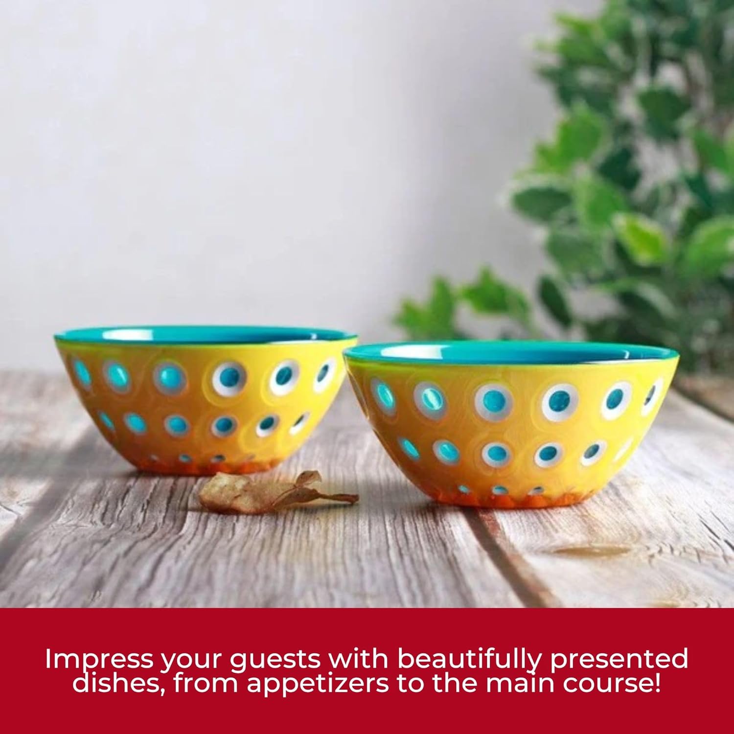 Guzzini Le Murrine 7.9" Bowl - Yellow & Blue - 3 Color Technology, Chip Resistant & Unbreakable, Reusable, BPA-Free, Cereal, Soup, Fruits - Mixing Bowl for Kitchen Ingredients