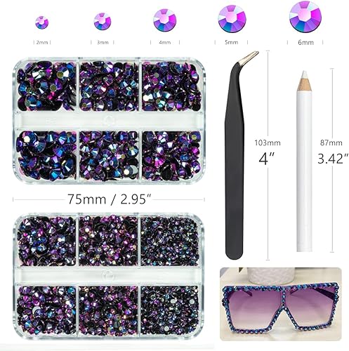 Miniatura 4 de 3060 unidades de diamantes de imitación de resina AB con parte trasera plana y parte trasera plana, diamantes de imitación de resina de 0.079 in,