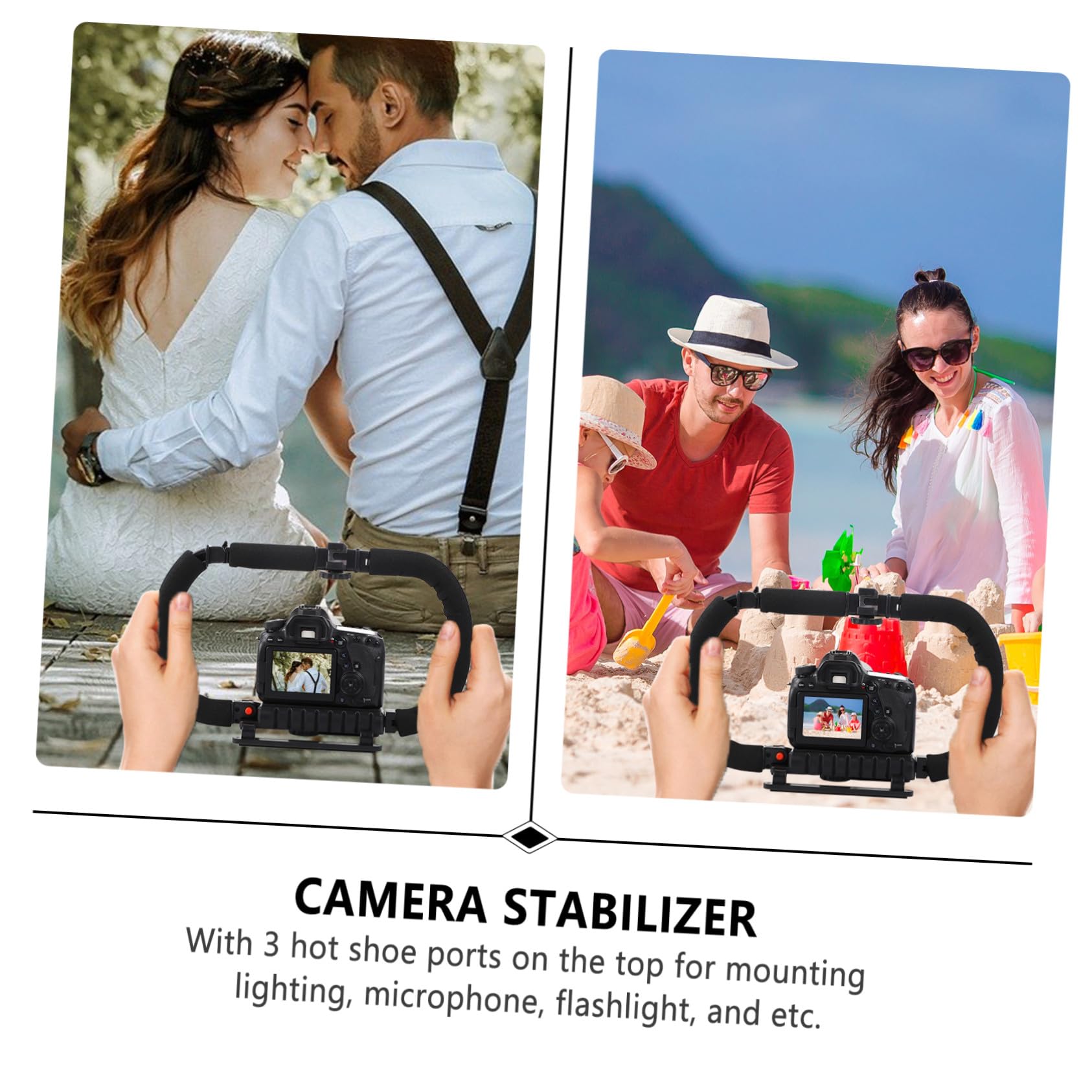 Stabilizzatore Video per Smartphone e Fotocamere Dv Impugnatura in Spugna Antistanchezza e 3 Porte Hot Shoe per Videomaker e Fotografi Professionisti