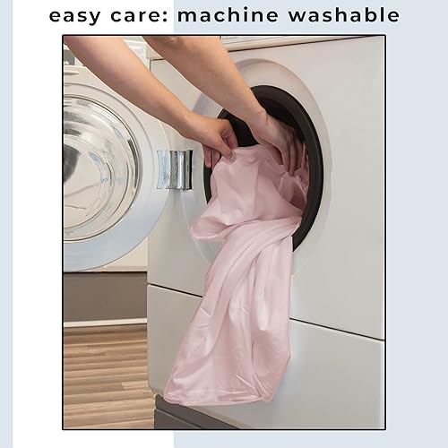 Miniatura 8 de Great Bay Home Funda de almohada de satén para cabello y piel JumboQueen, paquete de 2 fundas de almohada de seda rosa, 20 x 36 pulgadas, juego de 2