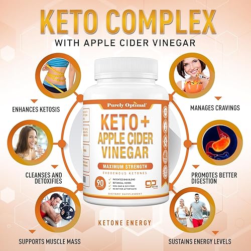 Vista 3 de Purely Optimal Keto BHB & Apple Cider Vinegar Capsules - Exogenous Ketones Supplement with The Mother for Ketosis Support, Healthy Lifestyle &