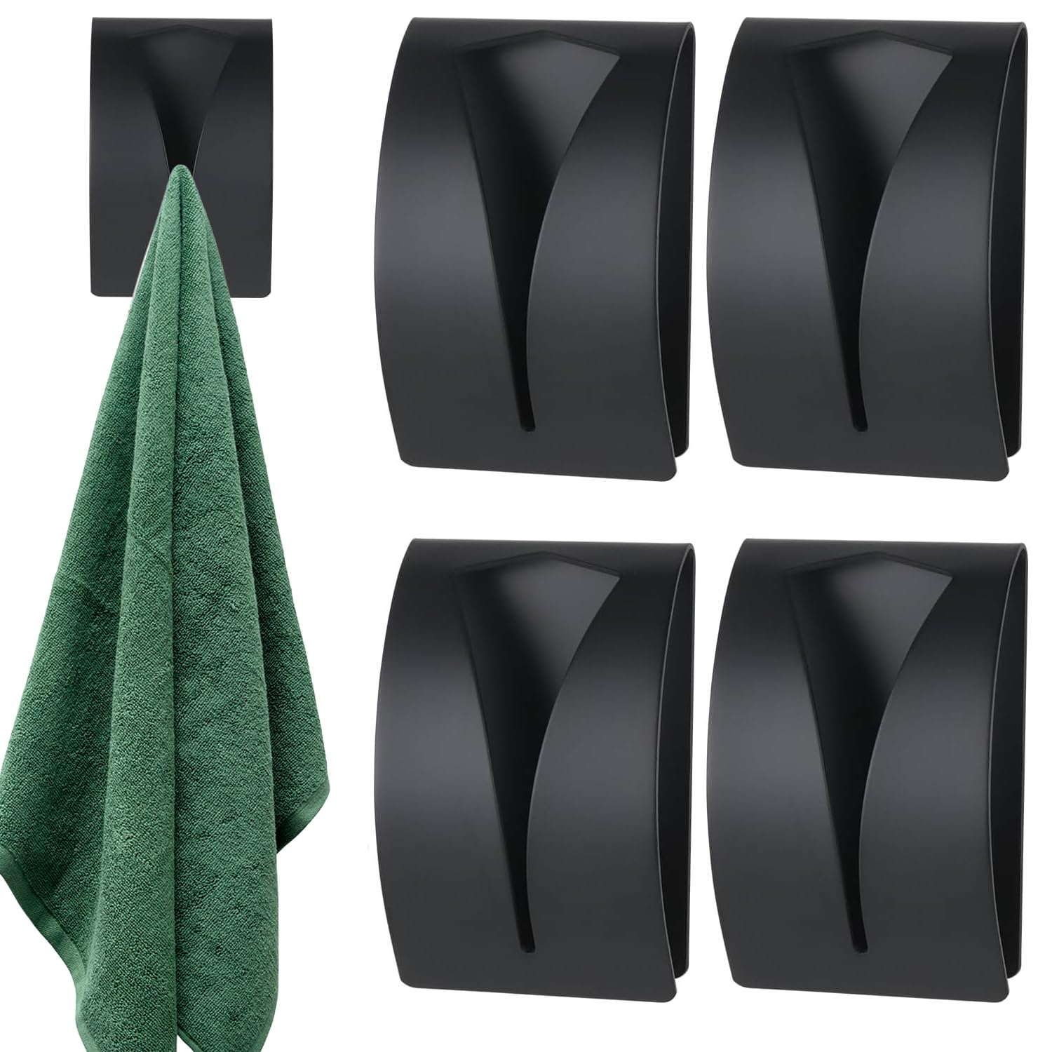 ZIOYANE 4Pcs Self-Adhesive Towel Clamps, No Drill Door Hooks for Towels & Coats, Stainless Steel Over The Door Hanger for Kitchen, Bathroom, Toilet, Window, Strong Adhesive Wall Mounted Hook