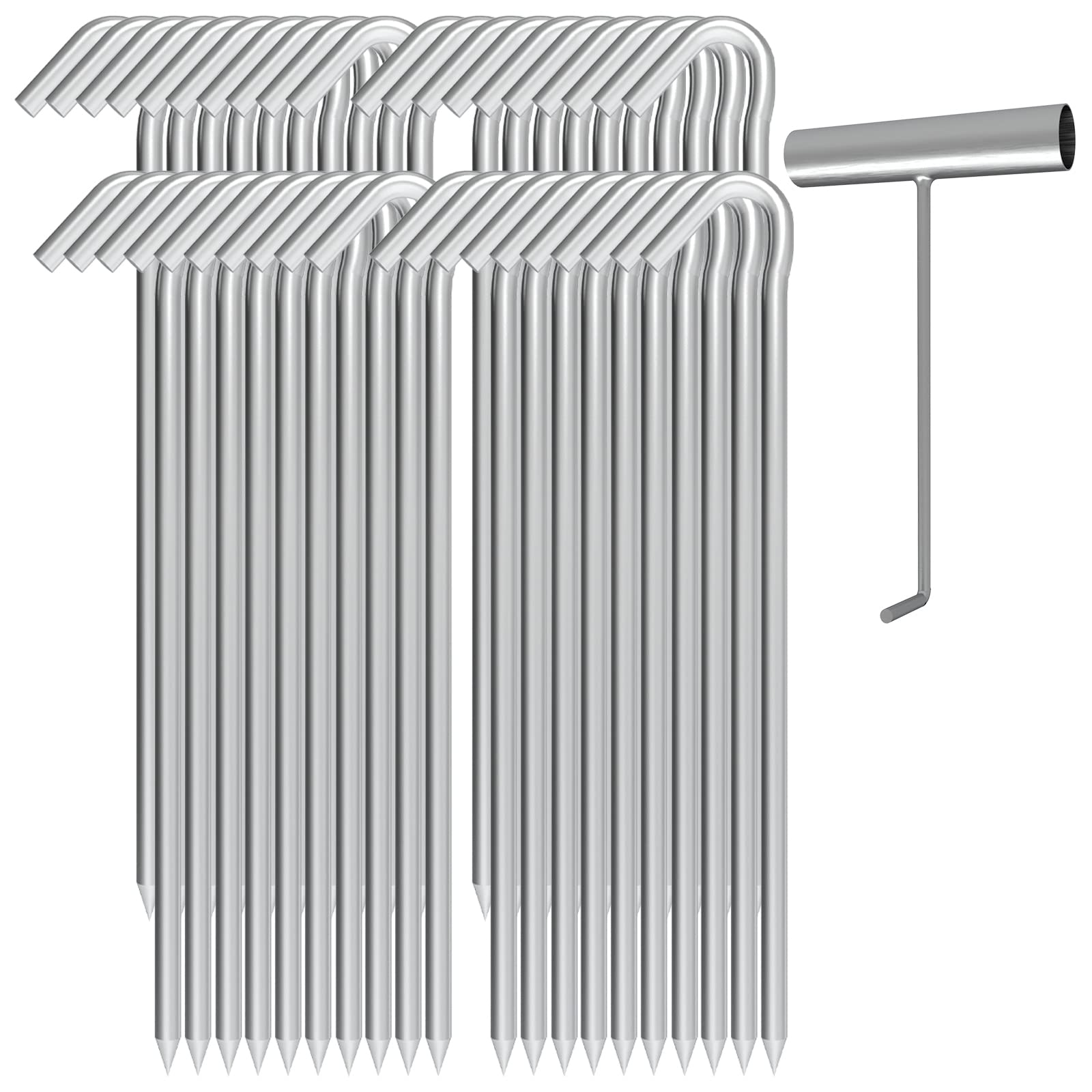 OK5STAR Metal Tent Stakes Heavy Duty 9 Inch with Puller Tool, 40 Pack Anti-Rust Galvanized Steel Ground Anchors Camping Tarp Stakes for Inflatables Outdoor Decorations