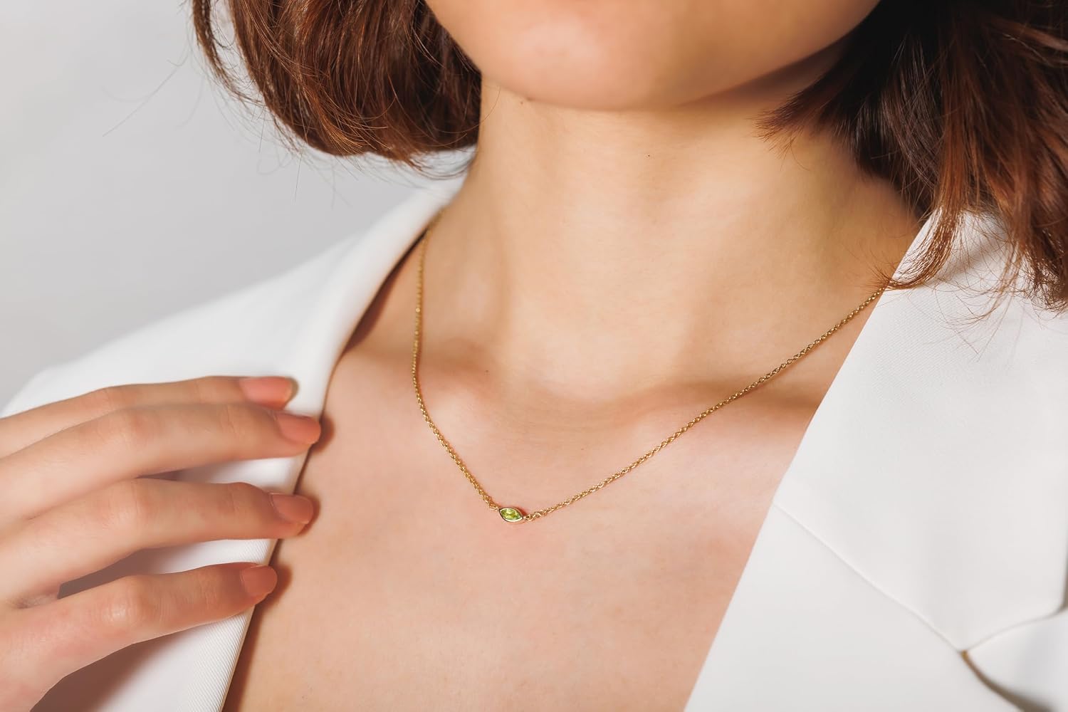 Simple Style 18K Gold Plated Lightning Crystal Marquise Garnet January Birthstone Necklace Jewelry Set Collection for Women