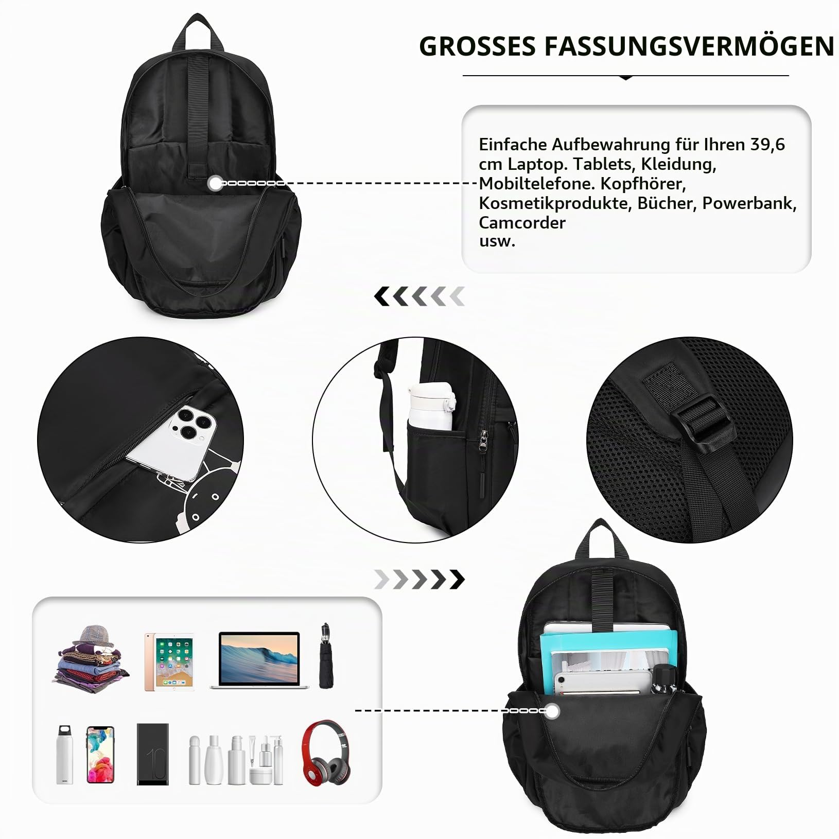 KONO Leuchtender Schulrucksack 3-in-1 Set, Anime Jungen Schulranzen Umhängetasche Federmäppchen, 15.6" Laptop Rucksack für Schüler Teenager Mädchen