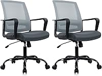 Vista 20 de CLATINA Silla de oficina, ergonómicas de respaldo medio, silla de computadora de malla rodante con soporte lumbar ejecutivo y diseño de altura Negro