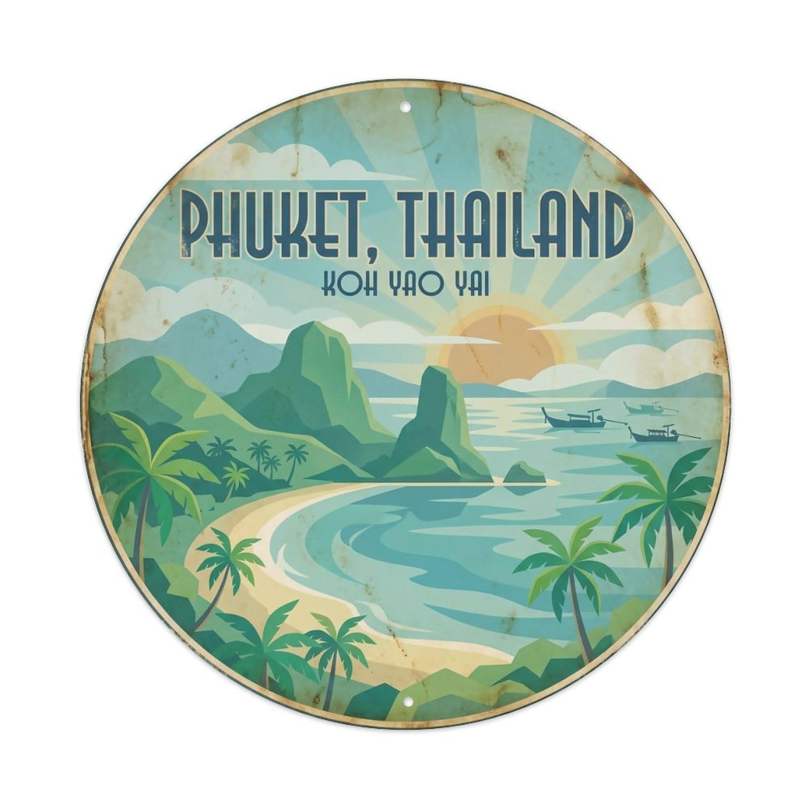 Odgynaw 8X8inch(20X20cm) Phuket Ko Yao Yai Island Ocean Coast Resort Metal Tin Sign