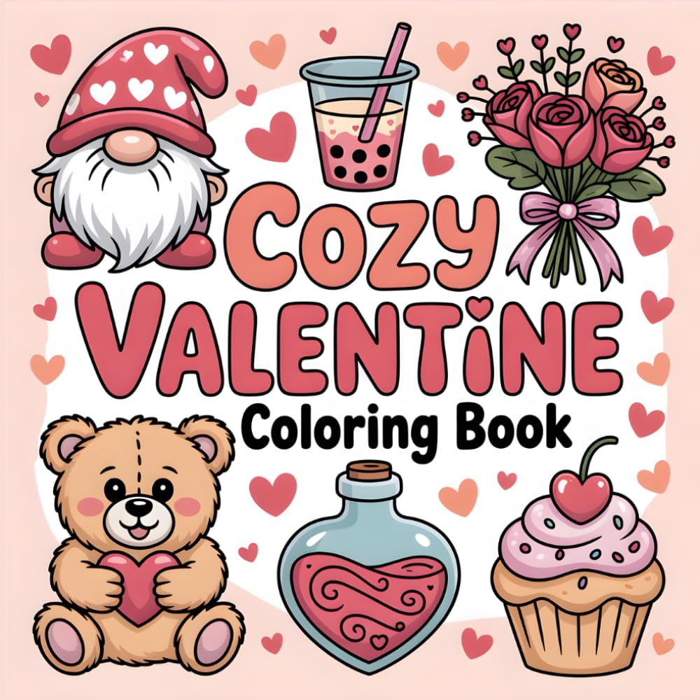 Cozy Valentine Coloring Book: Cute and Relaxing Valentine Coloring Pages with Bold and Easy Designs (Cute & Easy Valentines Coloring Books)
