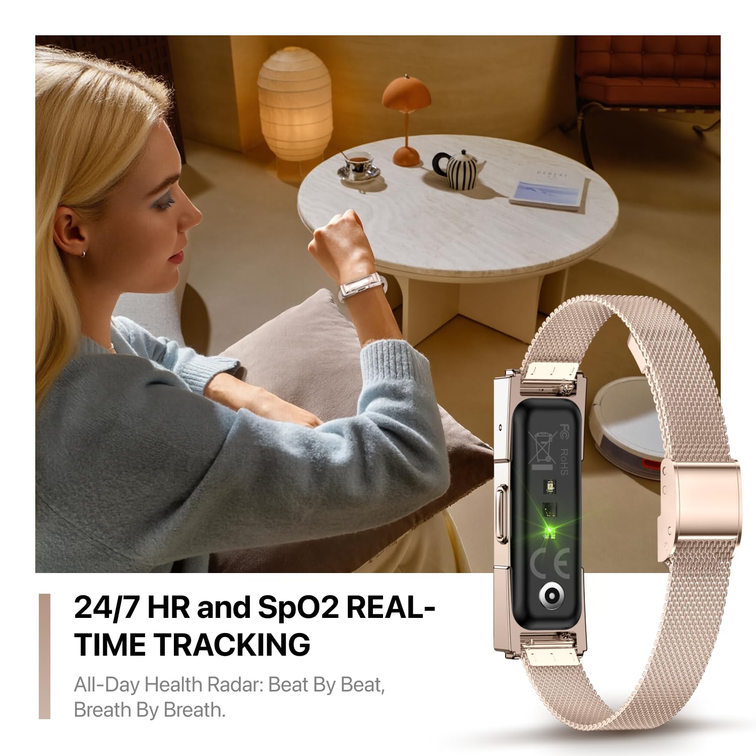 Sart Bracelet, Health Activity Fitness Tracker For En Woen, All-Day Continuous Heart Rate - View #2