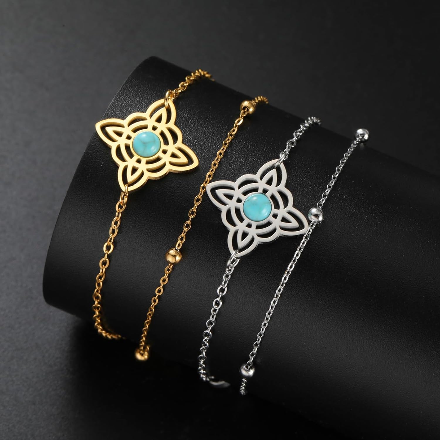 VASSAGO Witches Knot Bracelet Stainless Steel Magic Knot Bracelet Layered Celtic Knot Charm Bracelet for Women Wiccan Symbol Jewelry - Image 9