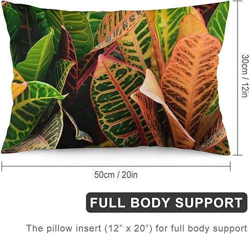 Miniatura 2 de MaSiledy Funda de almohada de hojas tropicales de 12 x 20 pulgadas, decorativas de verano con hojas verdes, decorativas, diseño de cremallera