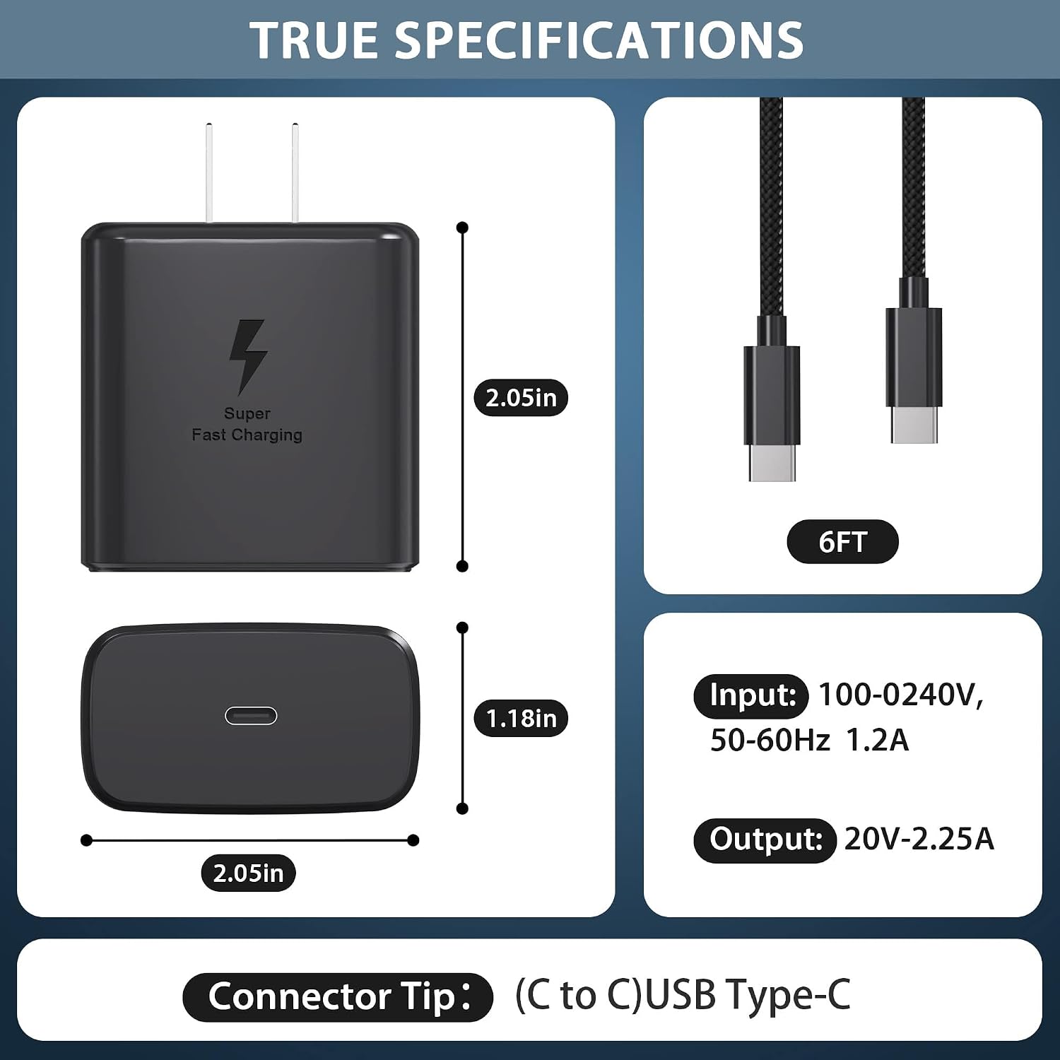 [2 Pack] 45W Super Fast Charger Type C USB-CAndroid Phone Fast Charging Replacement for Galaxy S25/S25 Ultra/S25+/S24 Ultra/S24/S24+/S23 Ultra/S23/S22/S20/S21/Note 10,Galaxy Tab, 10ft C Cable image 3