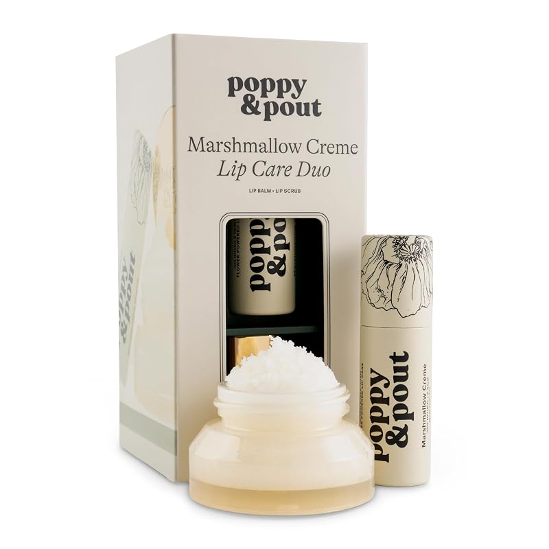 Poppy & Pout Conjunto de Cuidados Labiais Marshmallow Creme com Bálsamo e Esfoliante