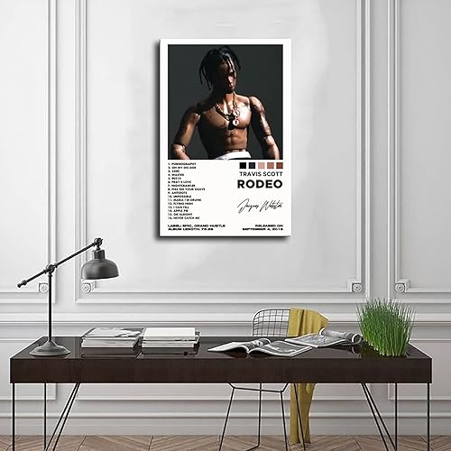 Miniatura 3 de Fludrouid Travis Scott - Póster de álbum de Rodeo en lienzo para decoración de pared, pinturas para sala de estar, dormitorio, estilo sin marco,