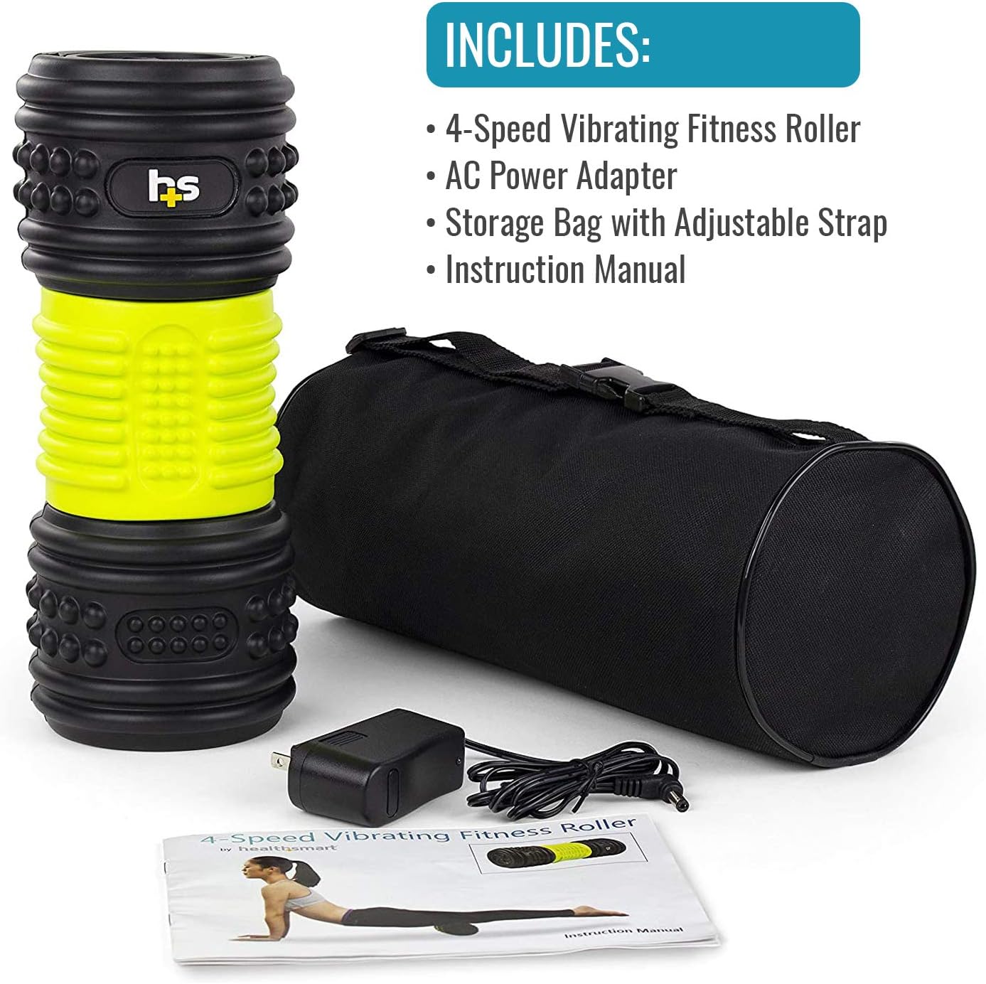 HealthSmart Vibrating Foam Roller, FSA & HSA Eligible Massage Roller and Muscle Roller for Exercise and Physical Therapy with Four Speed Vibrations and Deep Tissue Massage, Firm Density