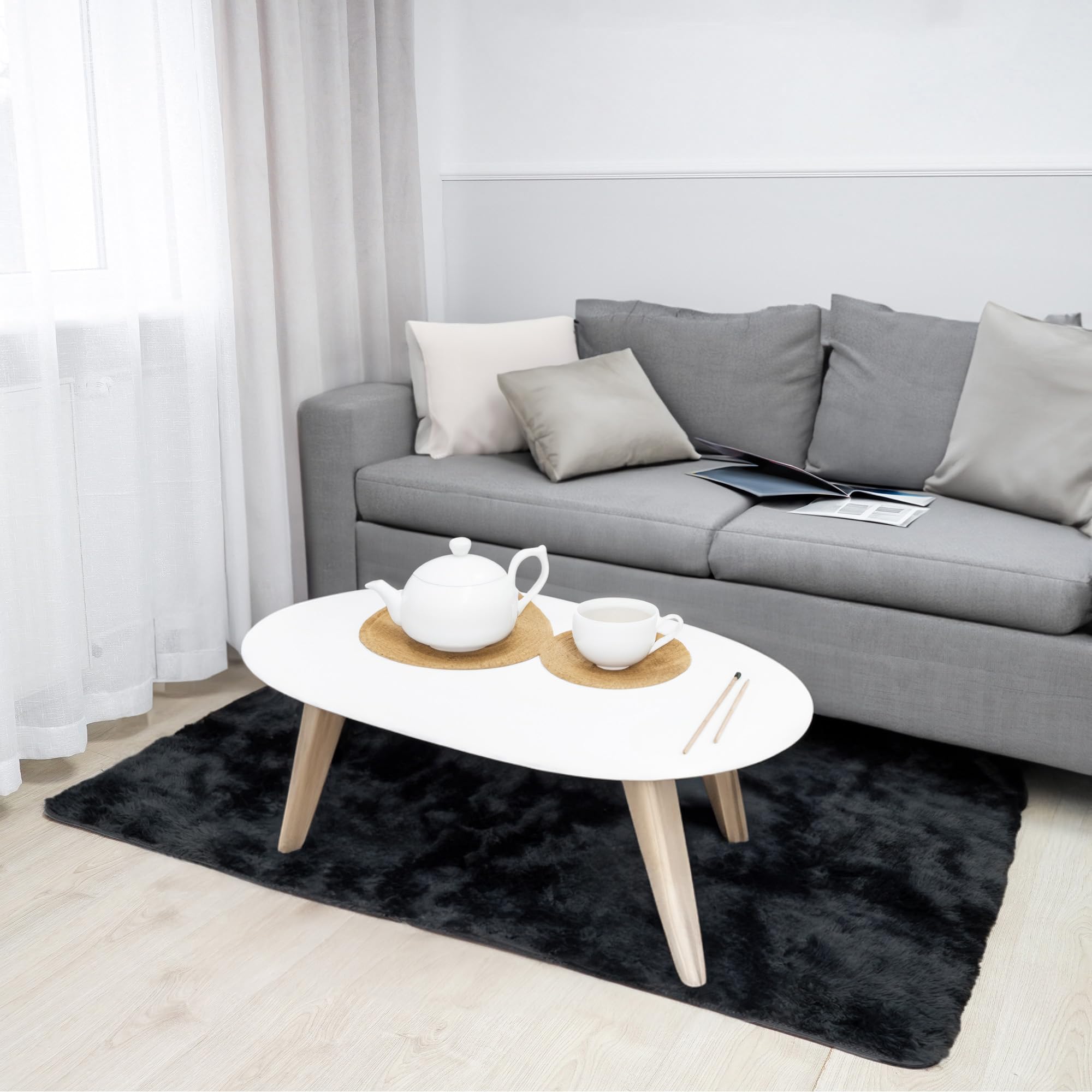 Hoogpolig tapijt, woonkamertapijt, hoogpolig, 160 x 230 cm - tapijten voor woonkamers, pluizig, hoogpolig, slaapkamers, nachtkastjes, buitentapijt, grijs