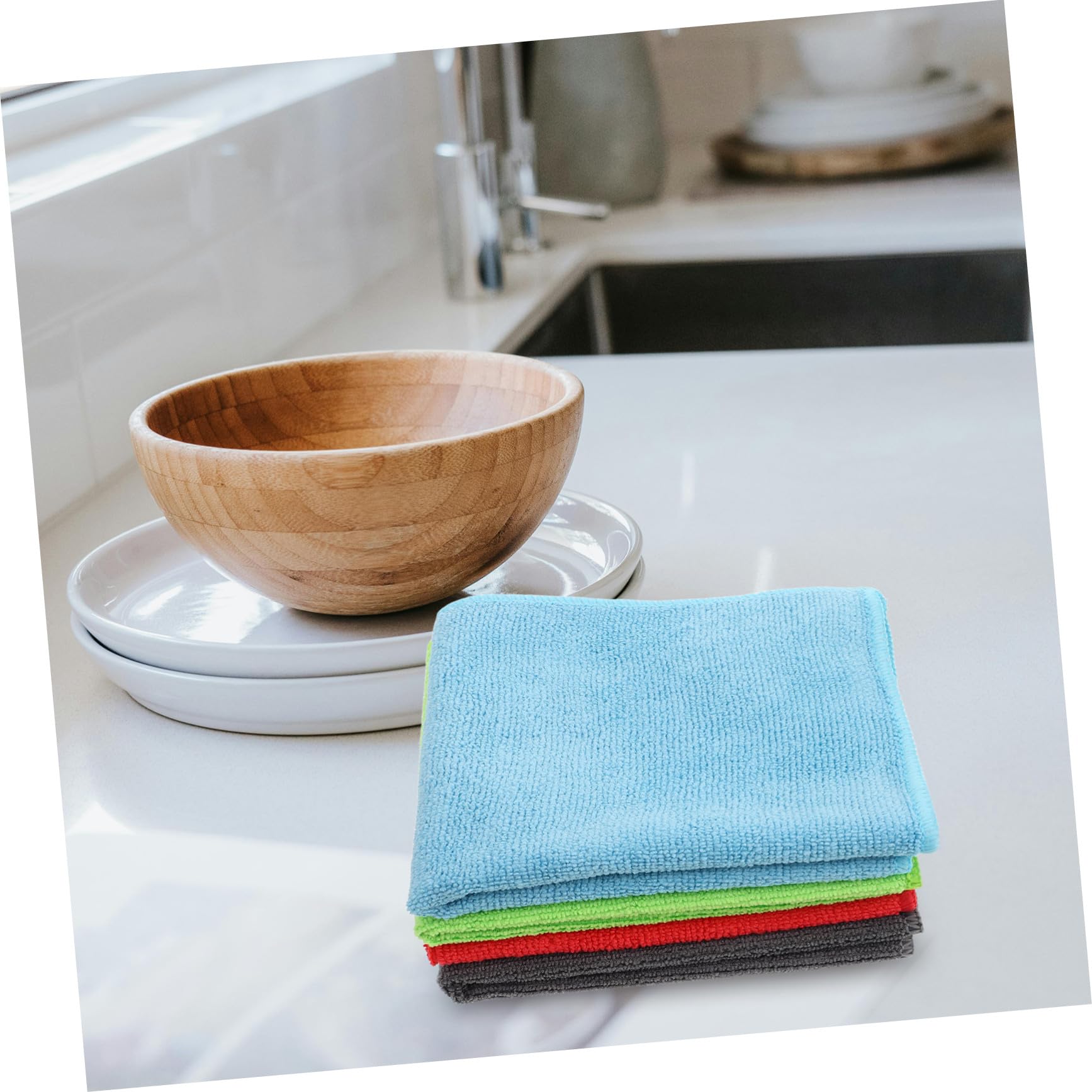 iplusmile 24 Piezas Paños de Microfibra Absorbentes para Cocina y Coche Toallas Multiusos Resistentes y Suaves para Lavado y Secado Colores Rojo Gris Azul y Verde