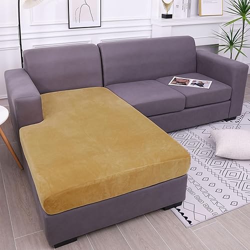 Miniatura 7 de hyha Fundas de cojín de terciopelo para sofá, fundas elásticas para sofás modulares en forma de L, fundas para tumbonas, fundas de asiento de