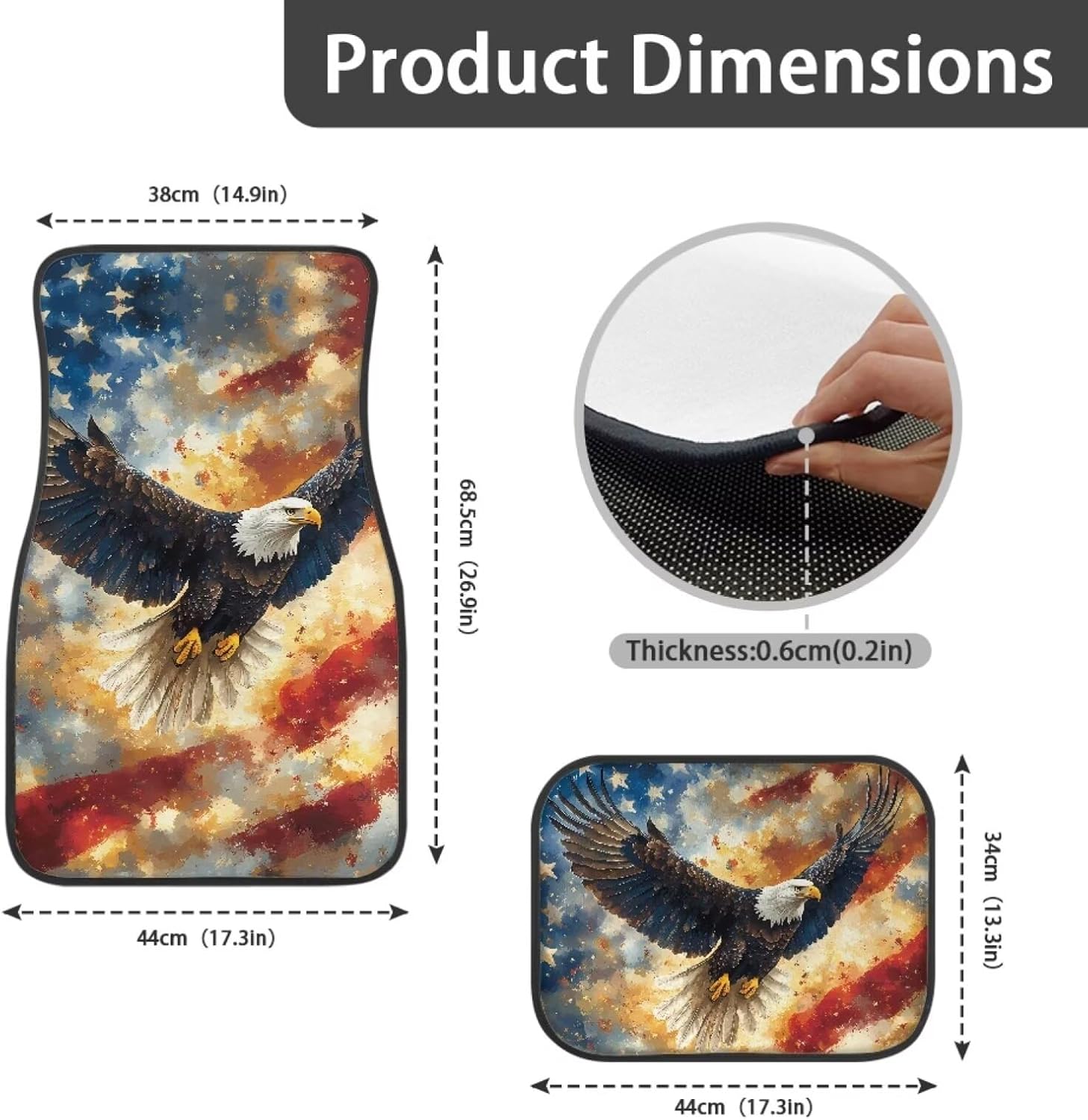 XYZCANDO American Flag Floor Mats for Car Eagle Print Car Floor Mats for Men Easy to Install Automotive Floor Mats & Cargo Liners Universal fit for SUV,Trucks,sedans,Vans Car Accessories