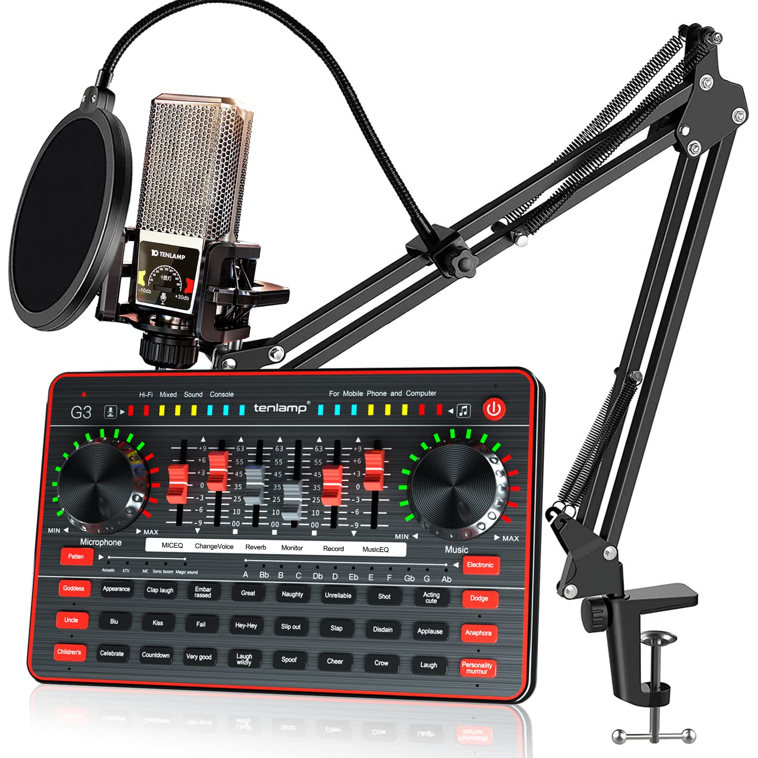 Buy Audio Mixer with Sound Card, tenlamp Portable Podcast Equipment