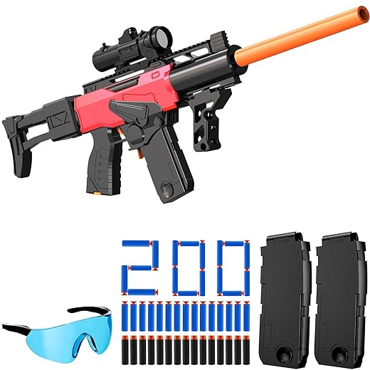 Romker Toy Gun Automatic Sniper Rifle for Nerf Guns Bullets -3 Modes Burst Electric Toy Foam Blaster with 120 Darts, 2 Magazines, Toys for 8-12 Year Old Boys Adults, Birthday Xmas Gift for Kids Age 8+