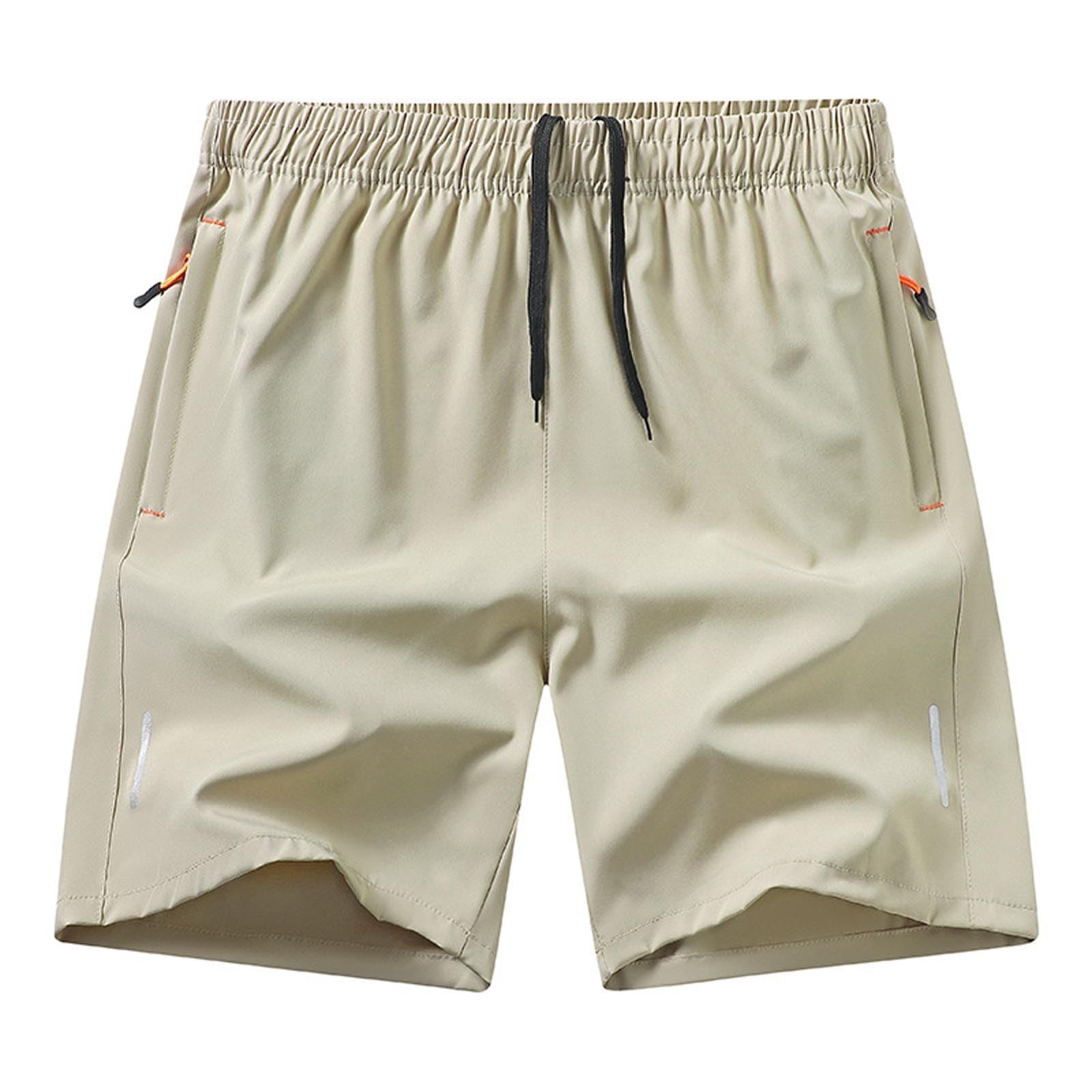 Gym Shorts for Men Quick Dry Athletic Workout Hiking Shorts Casual Elastic Waist Beach Short Pants with Zipper Pockets — view 14