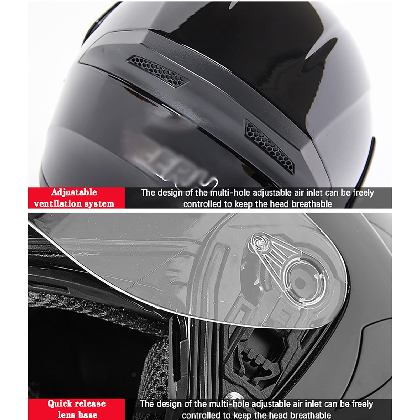 Casco Integral De Motocicleta Casco Modular De Motocicleta Casco De Viajero Para Adultos Con Lente Doble Lente Antivaho Transpirable 4 Estaciones Hombres/Mujeres Aprobado Por ECE D,XL