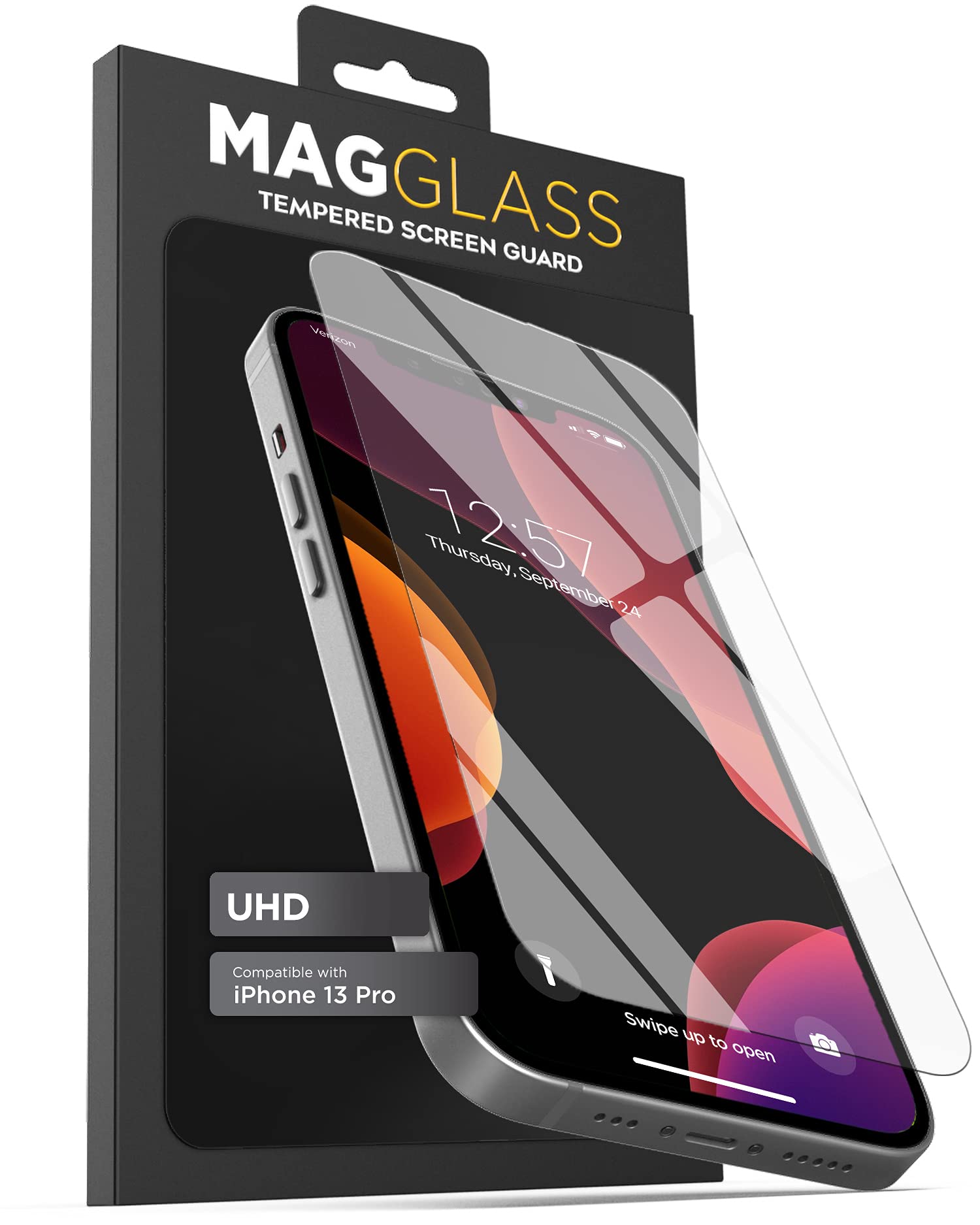 magglassScreen Protector Compatible with iPhone 13 PRO Tempered Glass, High-Clarity Full Coverage Display Guard (Includes Bubble-free Applicator)