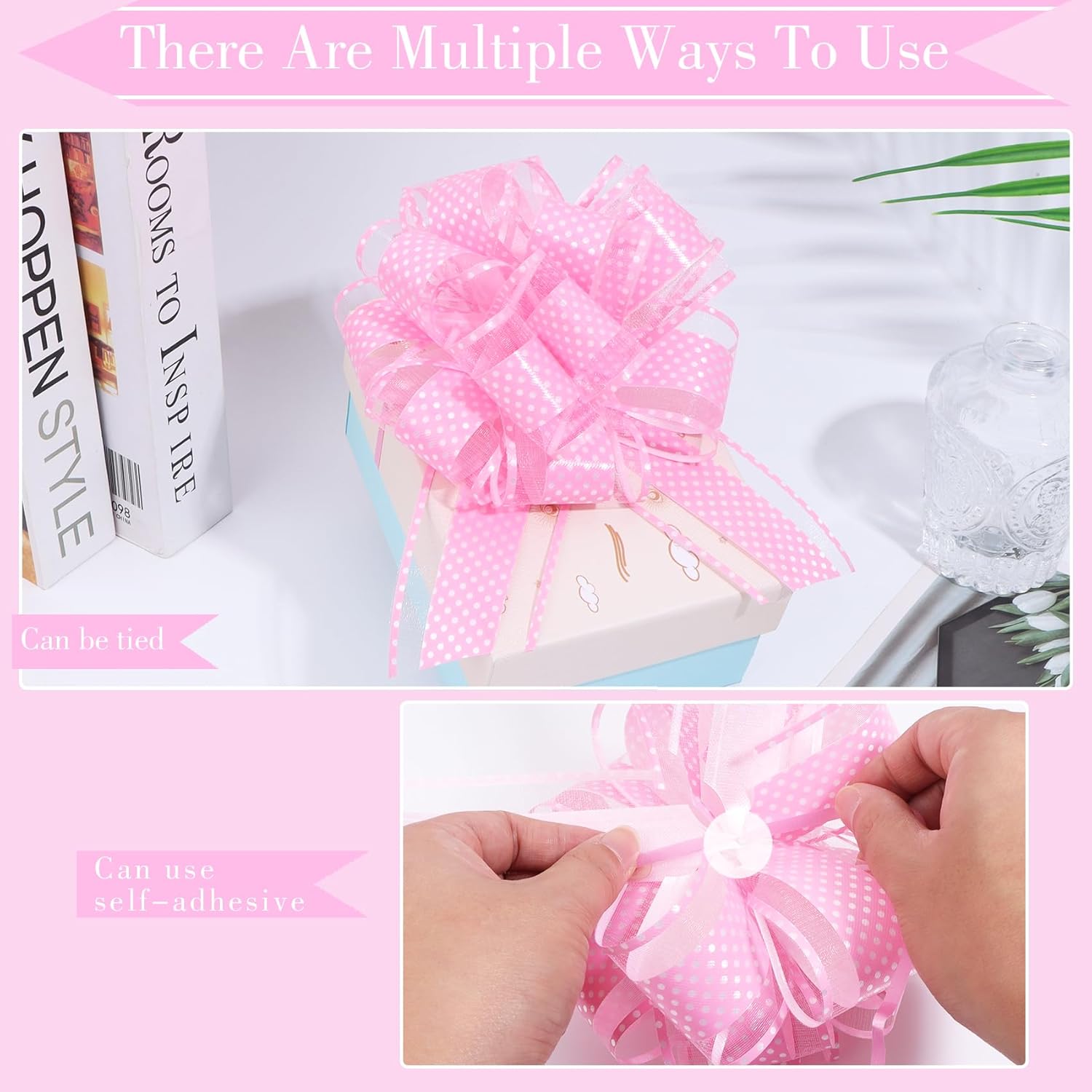 24 pcs Pull Bows for Gift Wrapping,6 Inch Multi Color Polka Dot Ribbon Large Bows for Present Flower Birthday Christmas Party Holiday Gift Decoration - Image 4