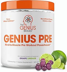 Genius Pre Workout Powder - Grape Limeade (caffeine-free nootropic)