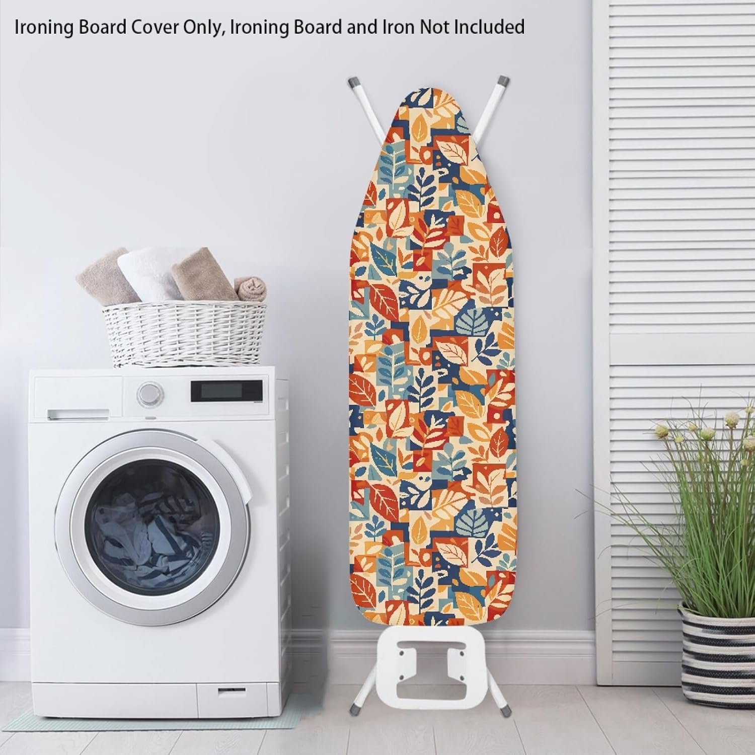 Flowers Ironing Board Cover,16"x55" Standard Ironing Board Cover with Elastic Edge and Hook and Loop Fasteners, Scorch & Stain Resistant, Polyester Home Ironing Board Covers, Graffiti Floral