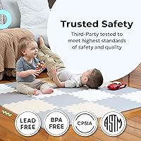 Vista 4 de MioTetto Tapete de juego para bebé, baldosas de espuma suave para el suelo para niños. Baldosas de espuma entrelazadas ajustables, se adapta a