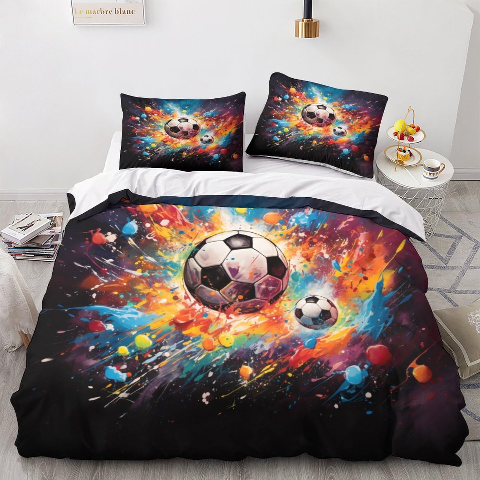 Housse de couette foot pour chambre d'enfant et ado passionné de sport
