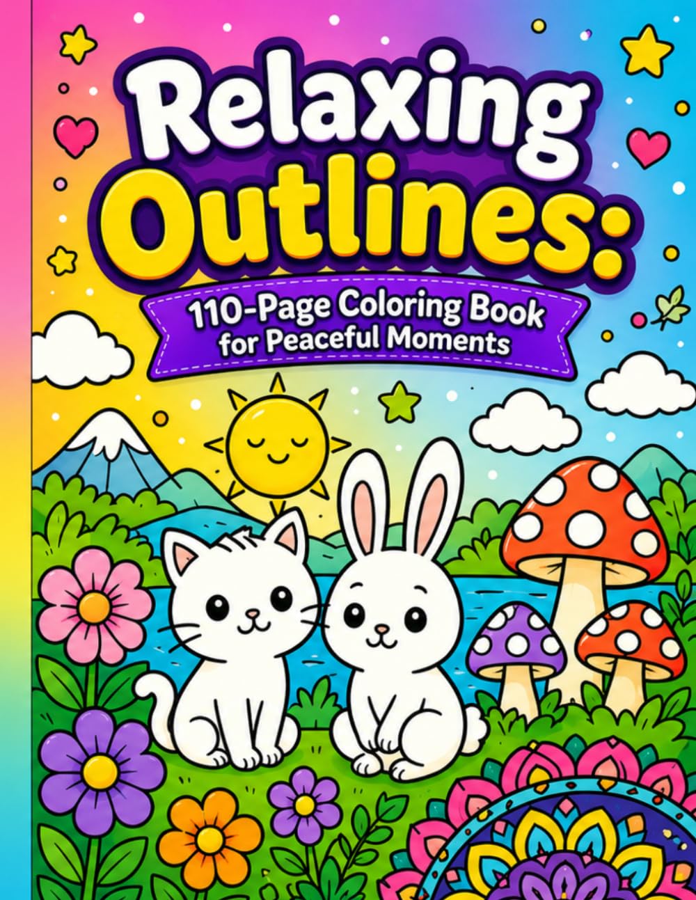 Relaxing Outlines:: 110-Page Coloring Book for Peaceful Moments