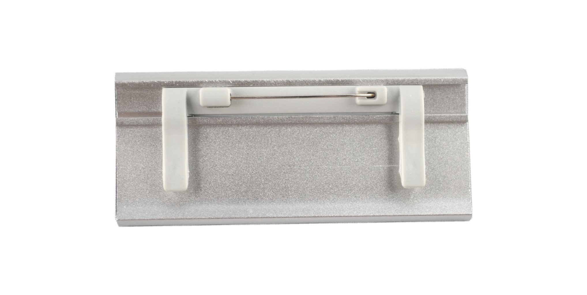 10 Stück Aluminium Namensschilder silberfarbig eloxiert aus Metall, Größe 65x22 mm oder 72x32 mm, mit Nadel/Clip, Name Badge, Namensschild für Kleidung, selbstbeschriftbar (72 x 32 mm)